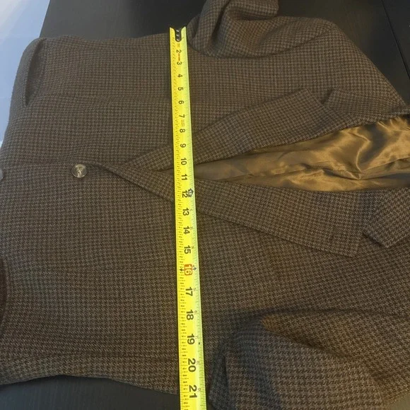 Chaps Mens 40R Houndstooth New Wool Sport Coat Blazer 2 Button Career Brown Fall - Picture 3 of 8